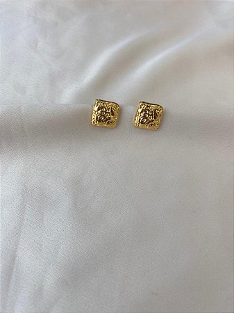 Brinco Quadrado Estrelado Dourado