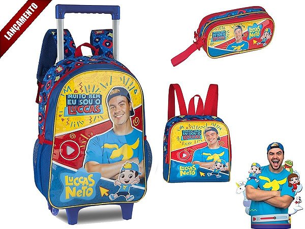 Mochila Com Rodinhas Luccas Neto +lanch. + Estojo Original