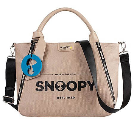 Bolsa Moderna Tiracolo Transversal e mão Snoopy Bege/Areia