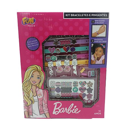 Kit Braceletes Pingentes e adesivos Barbie - Fun