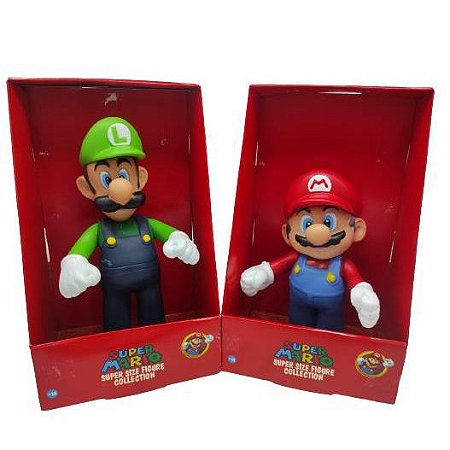 Bonecos Grandes Super Mario Bros E Luigi 23cm Coleção