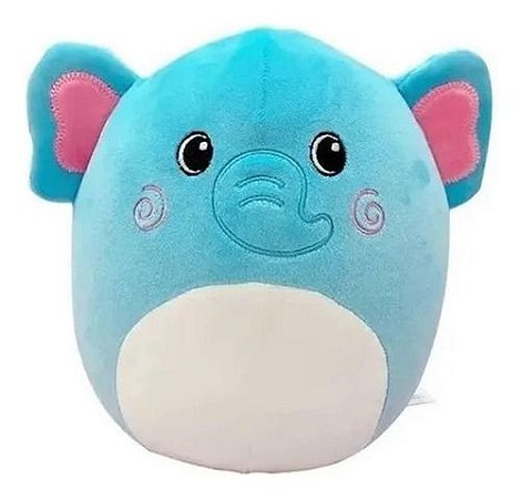 Pelucia Macia Antialergica Fofinha Elefante Azul Tam G 30 Cm