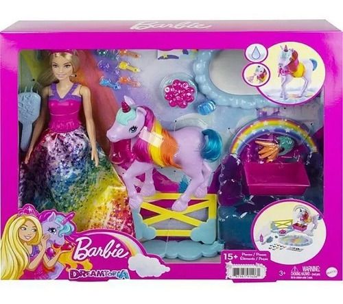 Boneca Barbie Unicórnio Arco Íris Colorido 28cm Mattel Gtg01