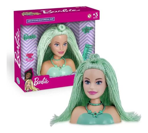 Barbie Mini Busto Styling Head Special Hair Verde - Pupee