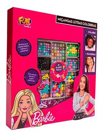 Miçangas Barbie Letras Coloridas 400 Peças Fun 856