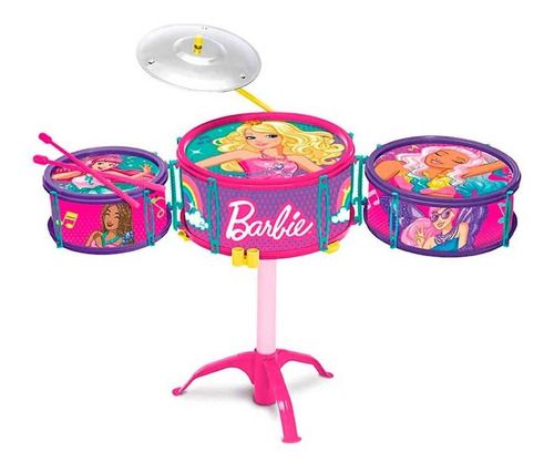 Bateria Dreamtopia Barbie Instrumento Musical Rosa Fun