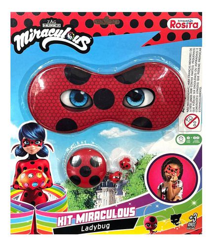 Miraculous Ladybug Mascara, Io-io, Brinco Joaninha Rosita