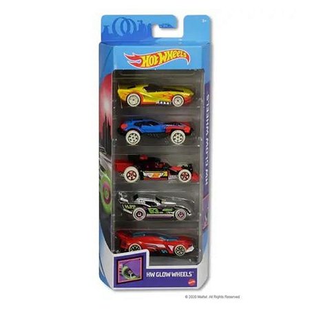 Hot Wheels Cartela 5 Carrinhos Coleção Hw Glow Wheels