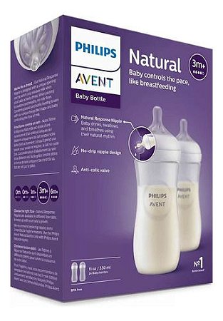 Mamadeiras Pétala 3.0 Transparentes Duplo Pack 330ml - Avent