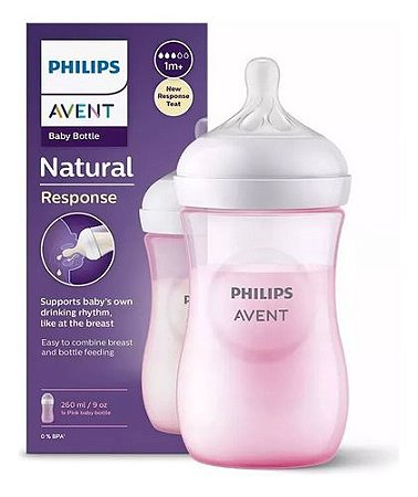 Mamadeira Pétala 3.0 260ml Rosa Com Bico N°3 - 1m+ Avent