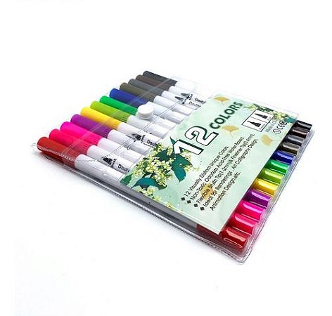 Kit 12 Brush Caneta Pen Ponta Pincel Lettering Canetinha