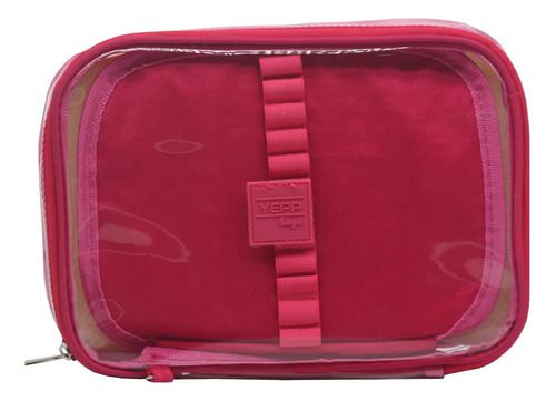 Estojo Organizador Box Transparente Pvc Grande Escolar Pink