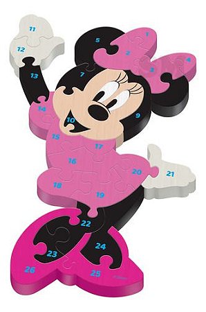 Quebra Cabeça De Madeira Mdf Minnie Disney 26 Peças Alfabeto