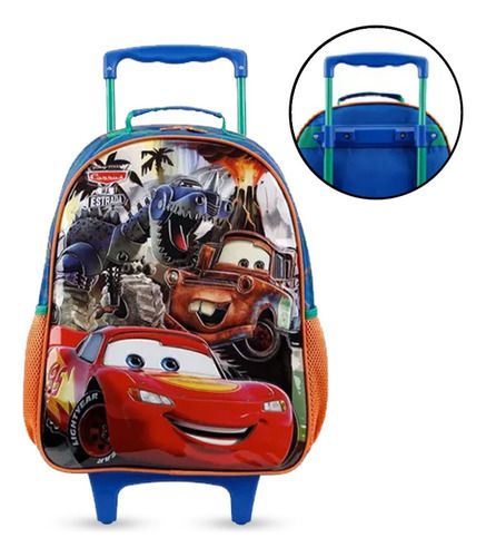 Mochila De Rodinhas Pequena Escolar Carros Disney Pixar