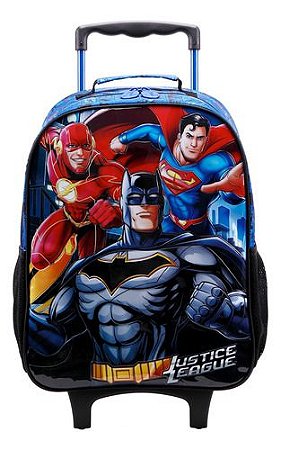 Mochila De Rodinhas Grande Escolar Infantil Liga Da Justiça