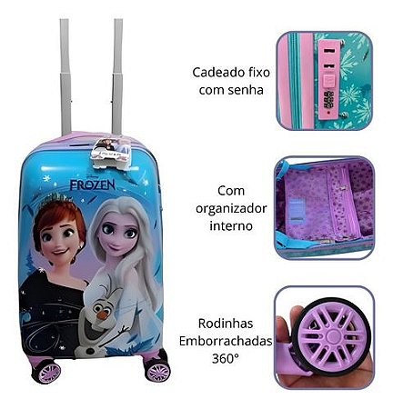 Mala Com Rodas Rodinhas 360º Viagem Rigida Frozen Disney