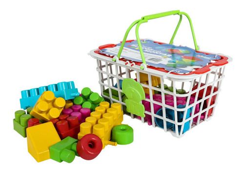 Blocos Montar E Encaixar 13 Pcs Grandes Cesta Divertida