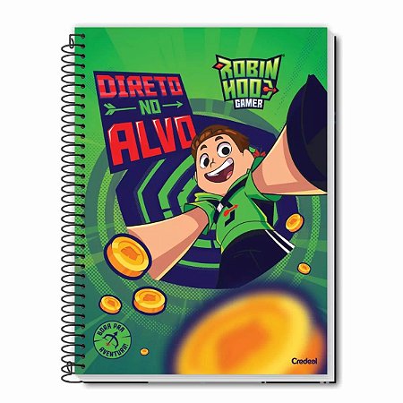 Caderno Espiral Robin Hood Gamer 10 Matérias Credeal