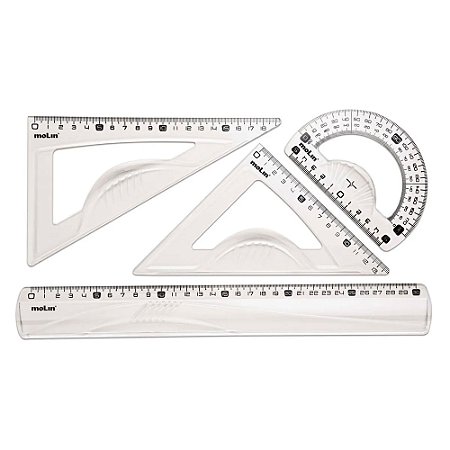 Conjunto Geométrico Régua Transferidor Esquadro C/4un Molin