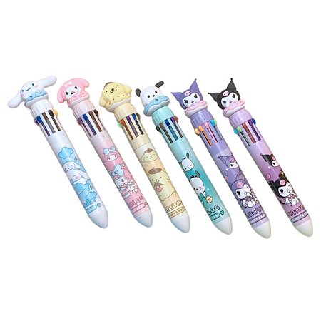 Caneta Multicores Sanrio Kawaii 10 Cores - Sortida