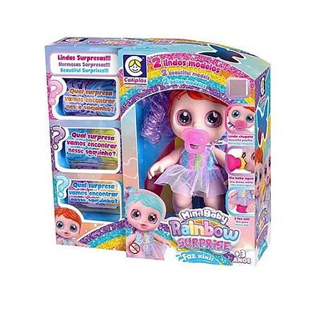 Boneca Mini Baby Rainbow Surprise Mechas Verde Faz Xixi