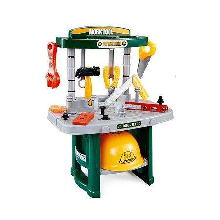 Kit Ferramenta Infantil Oficina Mecânica Bancada C/ 54 Peças