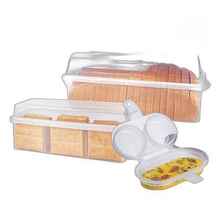 Kit Completo Porta Pão/bolo Torrada Forma Ovos Microondas