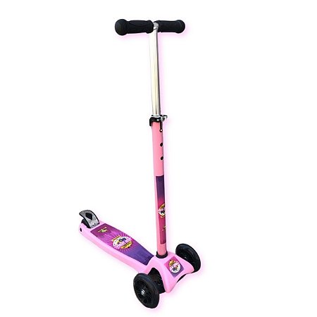 Patinete 3 Rodas Funny Racing Com Freio E Ajusta Altura Rosa