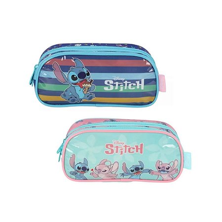 Estojo Escolar Duas Divisórias Stitch Disney Infantil Luxcel