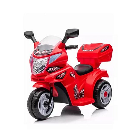 Mini Moto Elétrica Infantil Policial Com Baú 6v - Shiny Toys