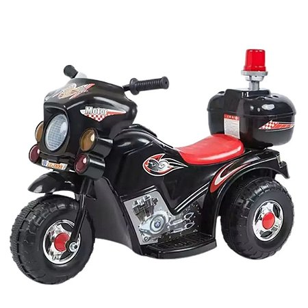 Motocicleta Policial Elétrica Infantil Preta 6v - Shiny Toys