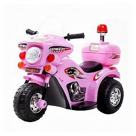 Motocicleta Policial Elétrica Infantil Rosa 6v - Shiny Toys