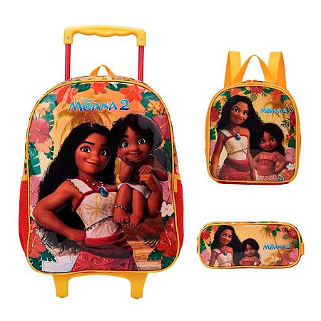 Kit Moana 2 Mochila Com Rodas + Lancheira + Estojo Xeryus