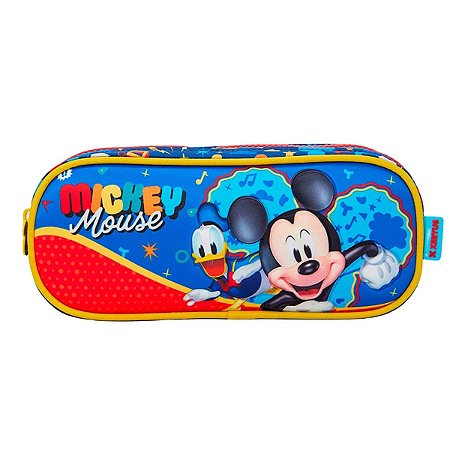 Estojo Duplo Escolar Mickey Mouse C/ Relevo Marinho Xeryus