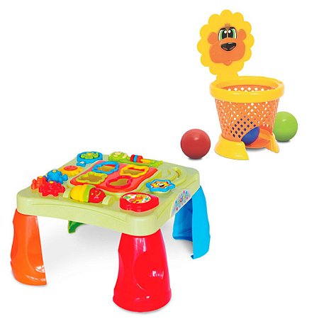 Kit 2 Brinquedo Educativo Mesa Criativa Basketball Didático
