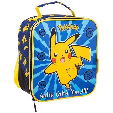 Lancheira Infantil Azul Pikachu Pokemon Escolar - Xeryus