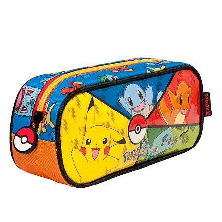 Estojo Simples Escolar Pokémon Pokebola Pikachu - Xeryus