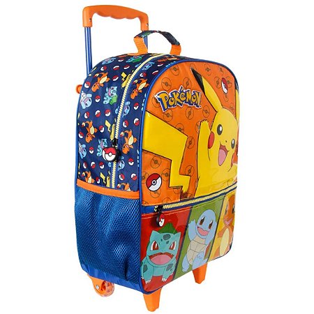 Mochila Com Rodas 16' Pokémon Pikachu Laranja E Azul Xeryus
