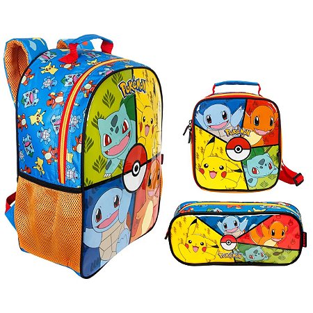 Kit Mochila De Costas 16 + Lancheira + Estojo Pokémon Xeryus