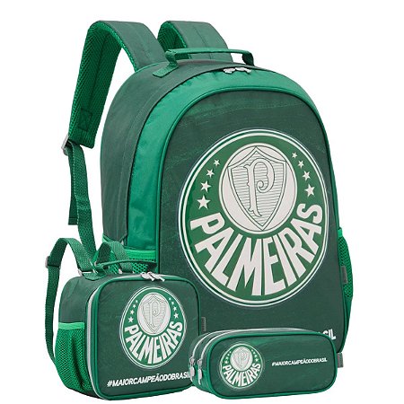Kit Mochila De Costas + Estojo + Lancheira Escolar Palmeiras
