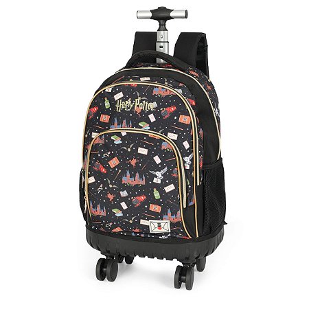 Mochila Harry Potter Preta Com Rodinhas Escolar Luxcel ZOOM