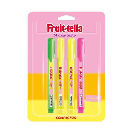 Marca Texto Com 4 Cores Fruit-tella Com Cheirinho Compactor
