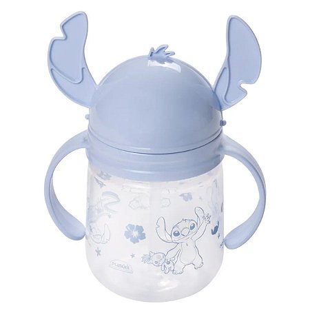 Caneca Copo De Treinamento Infantil Com Canudo Stitch 350 Ml
