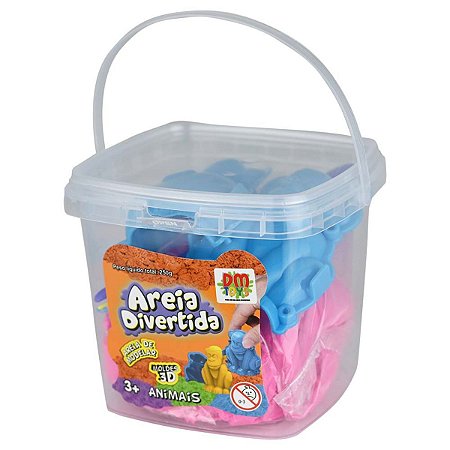 Areia Massinha Divertida 250g Baldinho Animais Molde 3d