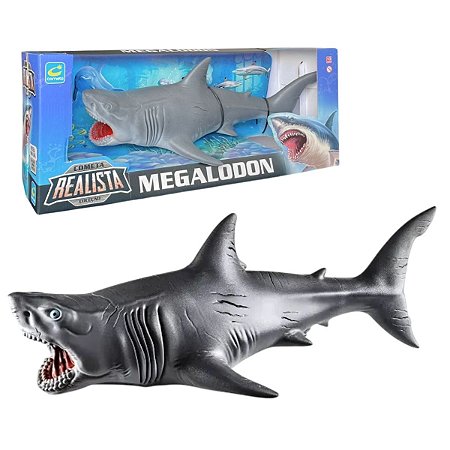 Brinquedo Tubarão Megalodon 45cm Em Vinil Coleção Realista