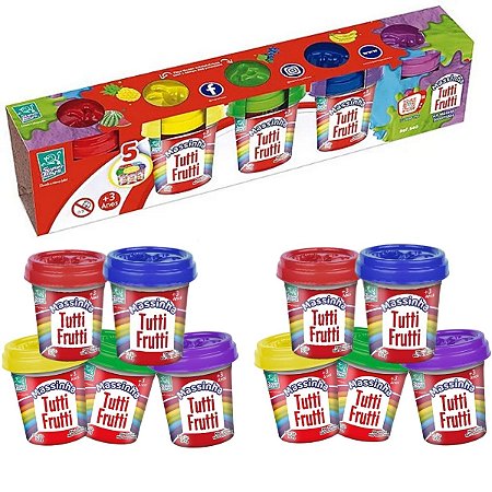 Kit 10 Massas Divertidas Brinquedo Massinha Tutti Frutti