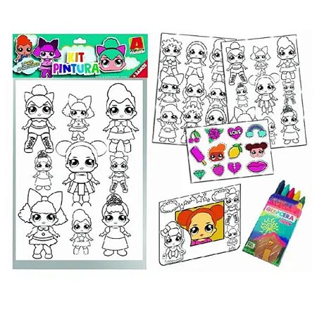 Kit Pinturas Infantil Desenhos Adesivos Com Giz