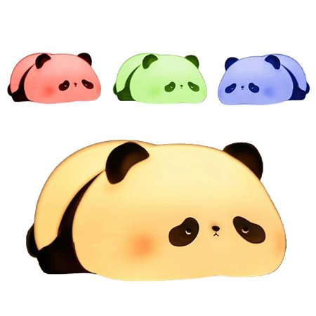 Abajur Luminaria Infantil Led Silicone Panda Luz Noturna