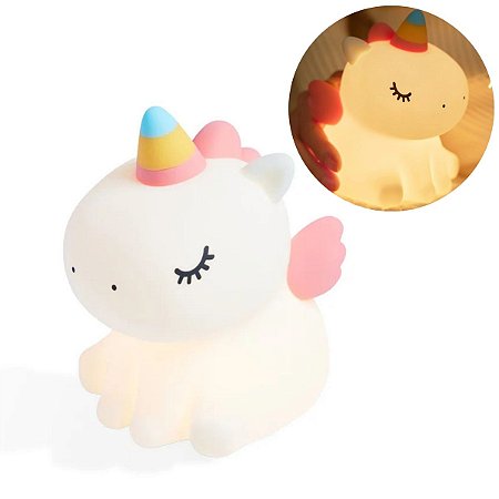 Luminária Abajur Unicórnio Silicone Infantil Touch Luz Toque