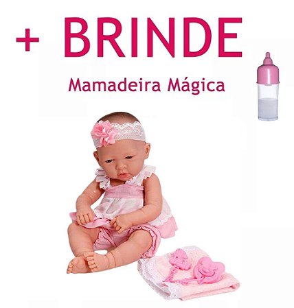 Boneca Baby Ninos Reborn Cotiplas + Brinde Mamadeira Mágica